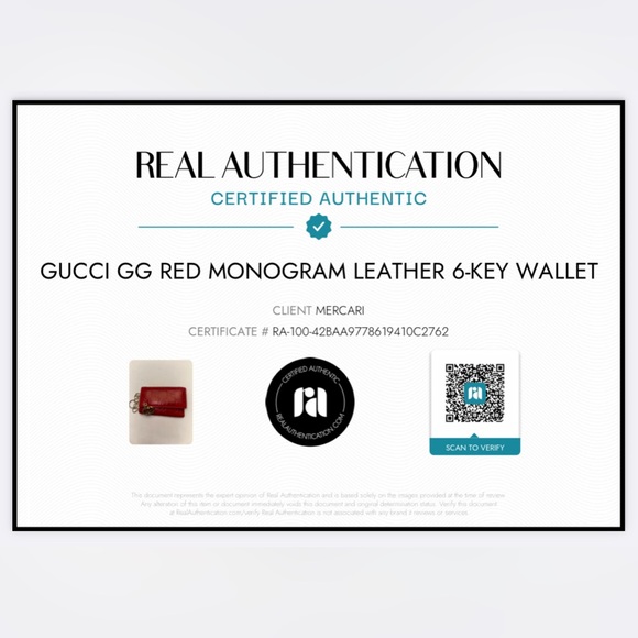 ๐ฏ GUCCI GG Red Monogram Leather 6-Key Wallet w: auth cert - Picture 14 of 14
